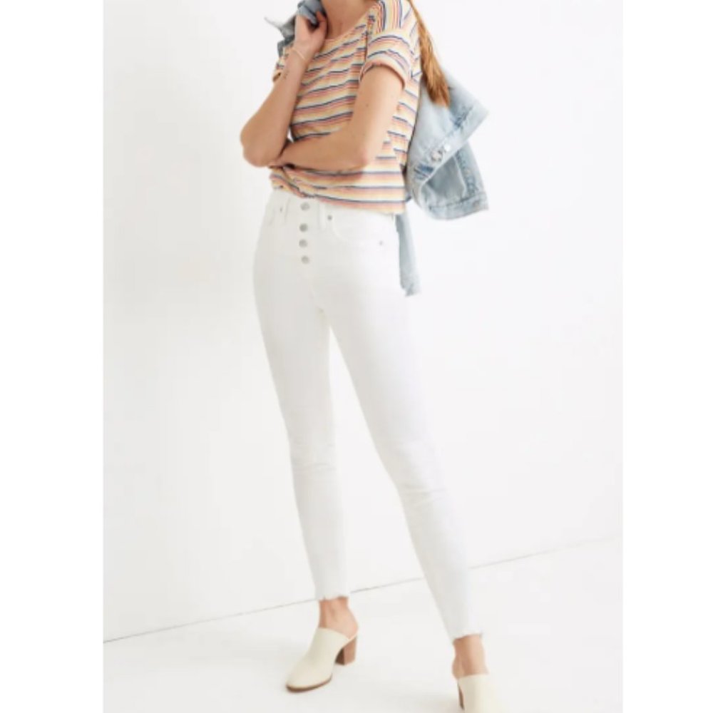MADEWELL NWT Pure White Button Fly Cropped Ankle Jeans